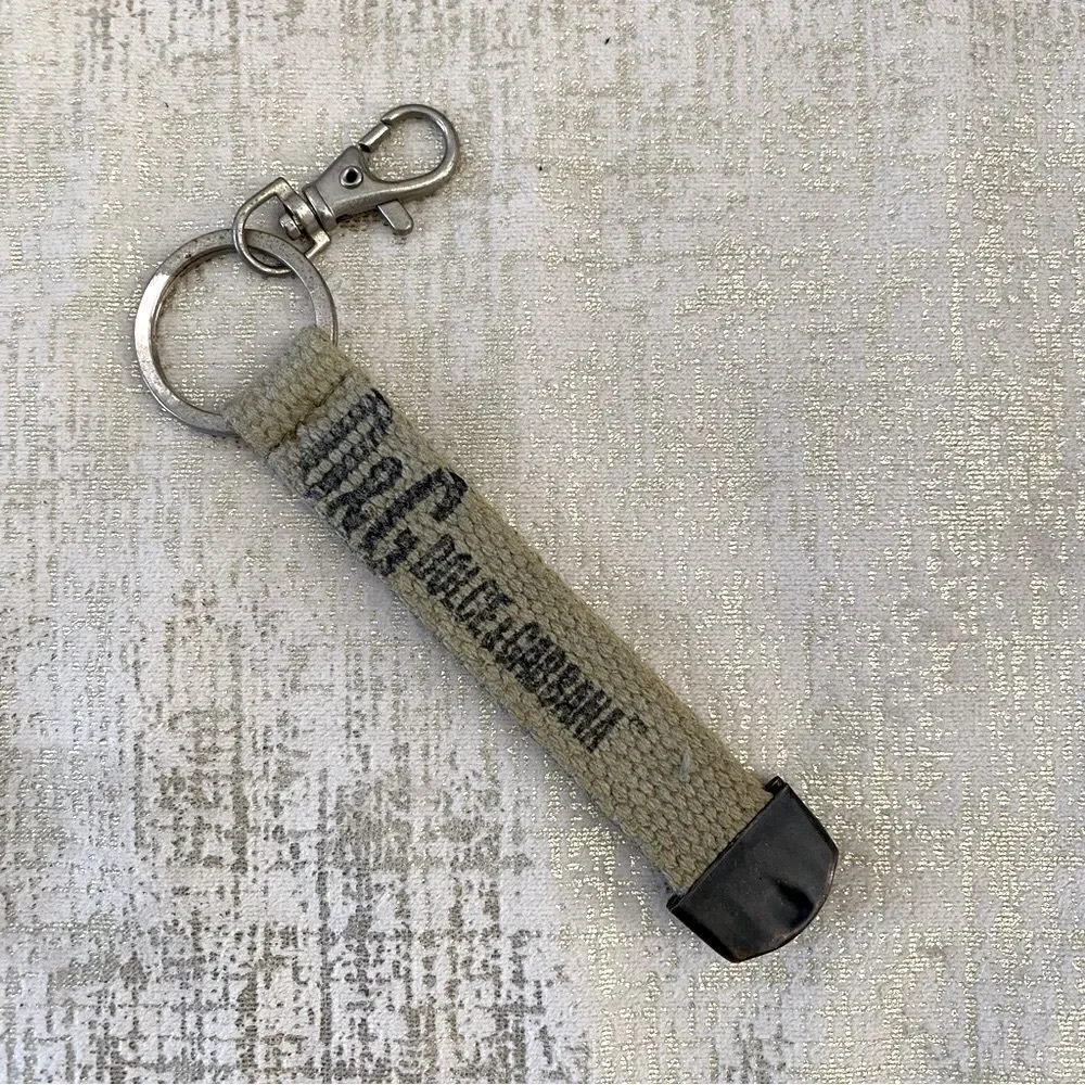 DOLCE & GABBANA Beige Canvas & Metal Keychain with Box & Paperwork. EUC!